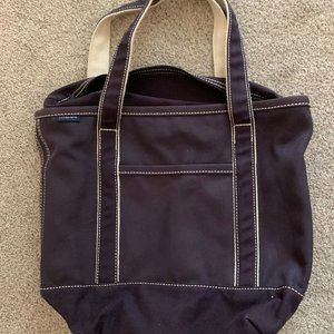 Land's End Navy Canvas Boat Tote Medium Zip Top